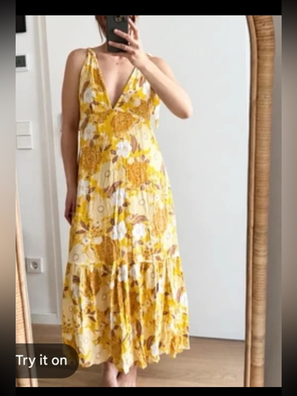 Abercrombie & Fitch Button-Through Yellow Floral Maxi Dress Size Large - Picture 3 of 12